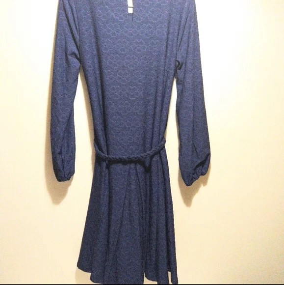 Michael Kors Navy Blue Rope Tie Waist Eyelet Dress - Picture 6 of 14